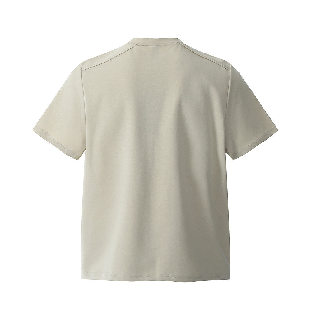Men’s Heavyweight Zipper Loose Round Neck Casual Short Sleeve Tee