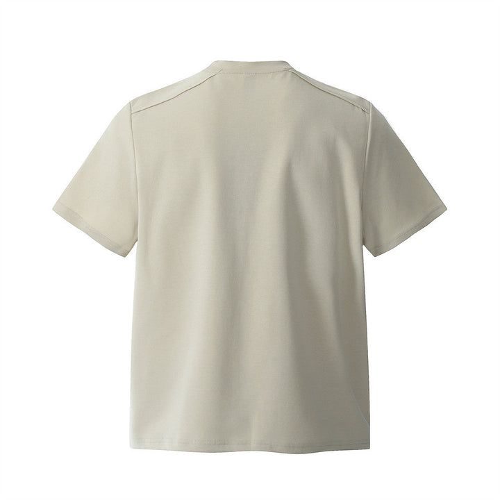 Men’s Heavyweight Zipper Loose Round Neck Casual Short Sleeve Tee