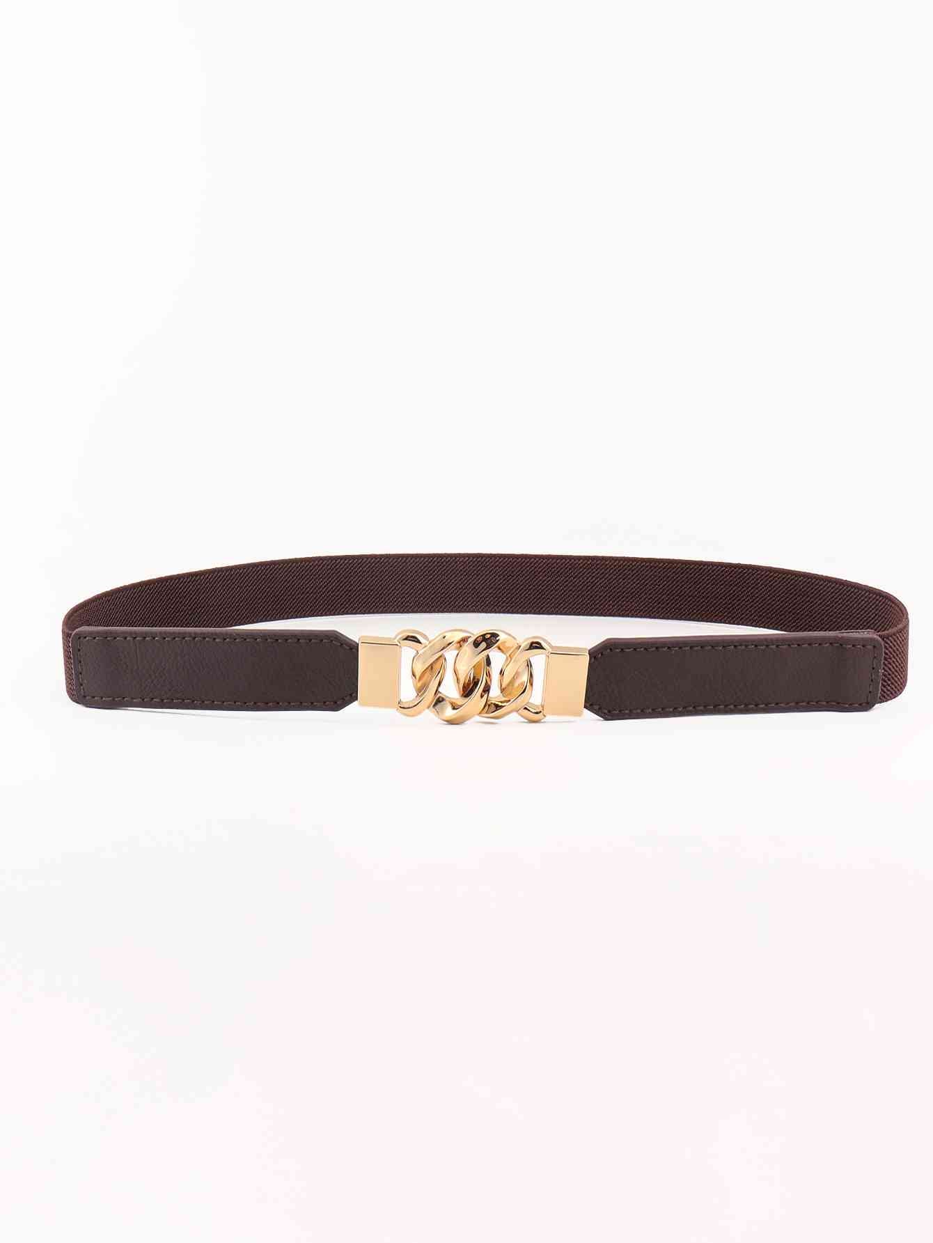 ElegantStyle Zinc Alloy Buckle Stylish Elastic PU Fashion Belt