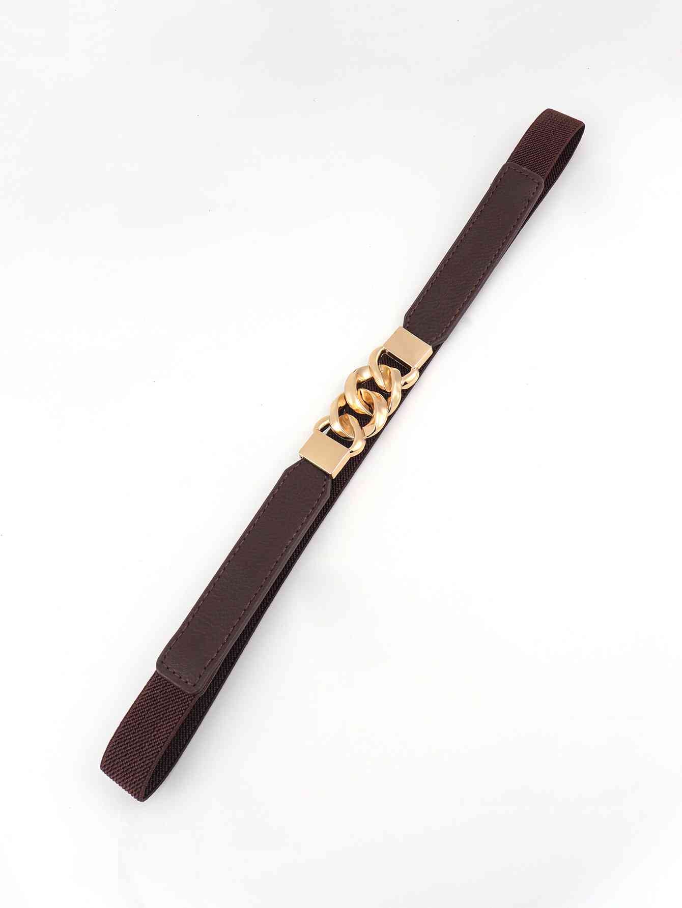 ElegantStyle Zinc Alloy Buckle Stylish Elastic PU Fashion Belt