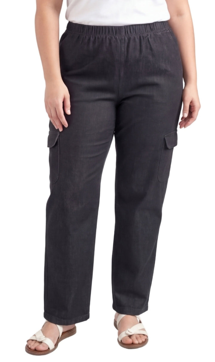 Women's Lightweight Elastic Stretch Waist Casual Denim Pull-on Cargo Pants