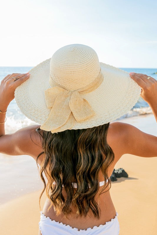 Scallop Edge Bow Accent Stylish Women’s Summer Sunhat Accessories