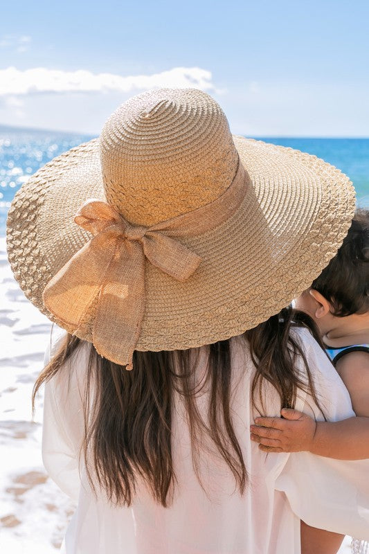 Scallop Edge Bow Accent Stylish Women’s Summer Sunhat Accessories