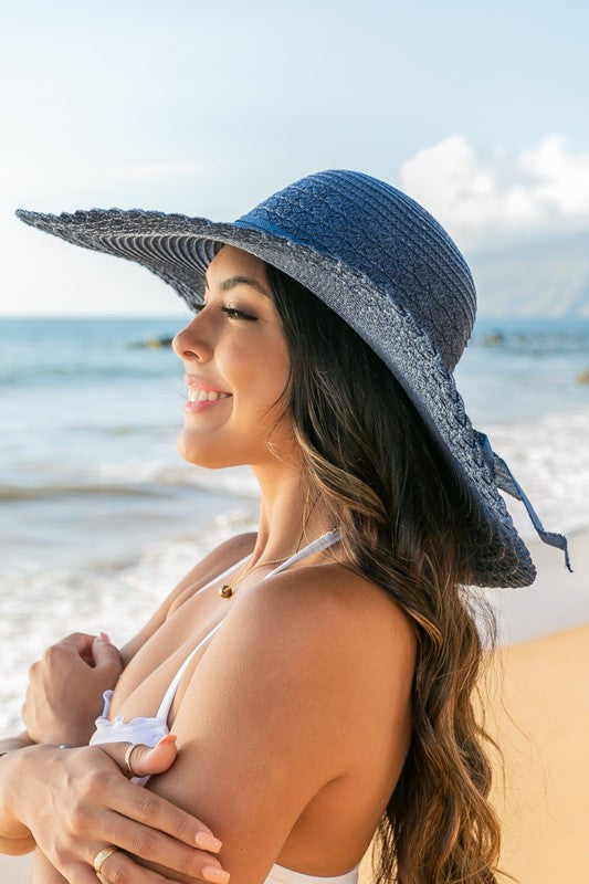 Scallop Edge Bow Accent Stylish Women’s Summer Sunhat Accessories