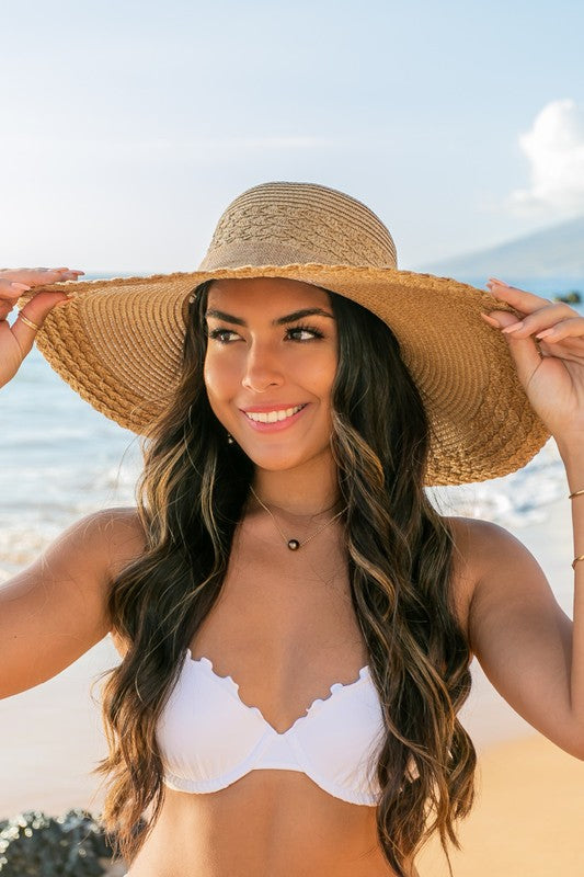 Scallop Edge Bow Accent Stylish Women’s Summer Sunhat Accessories