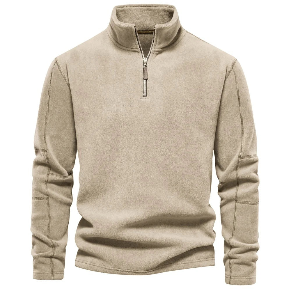 Men’s Fleece Stand-Collar Zipper Casual Winter Pullover Sweatshirt Top