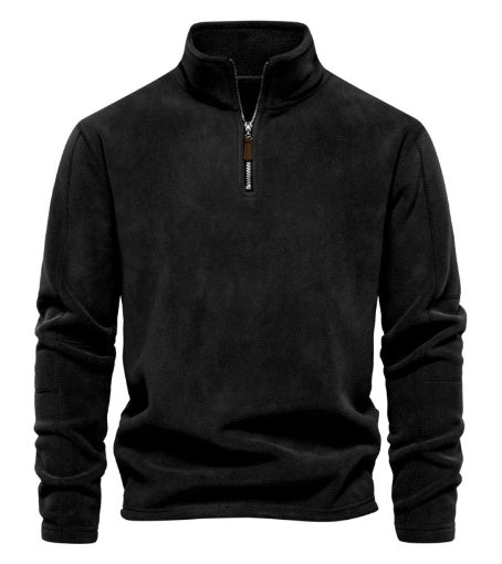 Men’s Fleece Stand-Collar Zipper Casual Winter Pullover Sweatshirt Top