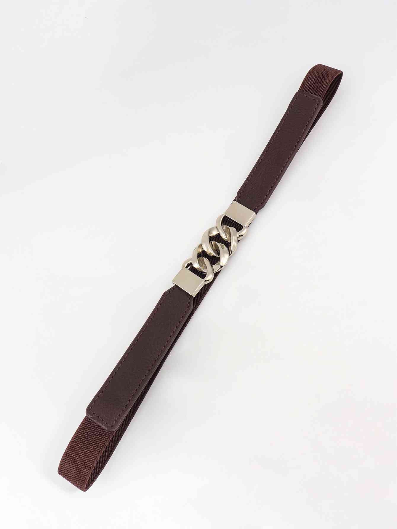 ElegantStyle Zinc Alloy Buckle Stylish Elastic PU Fashion Belt