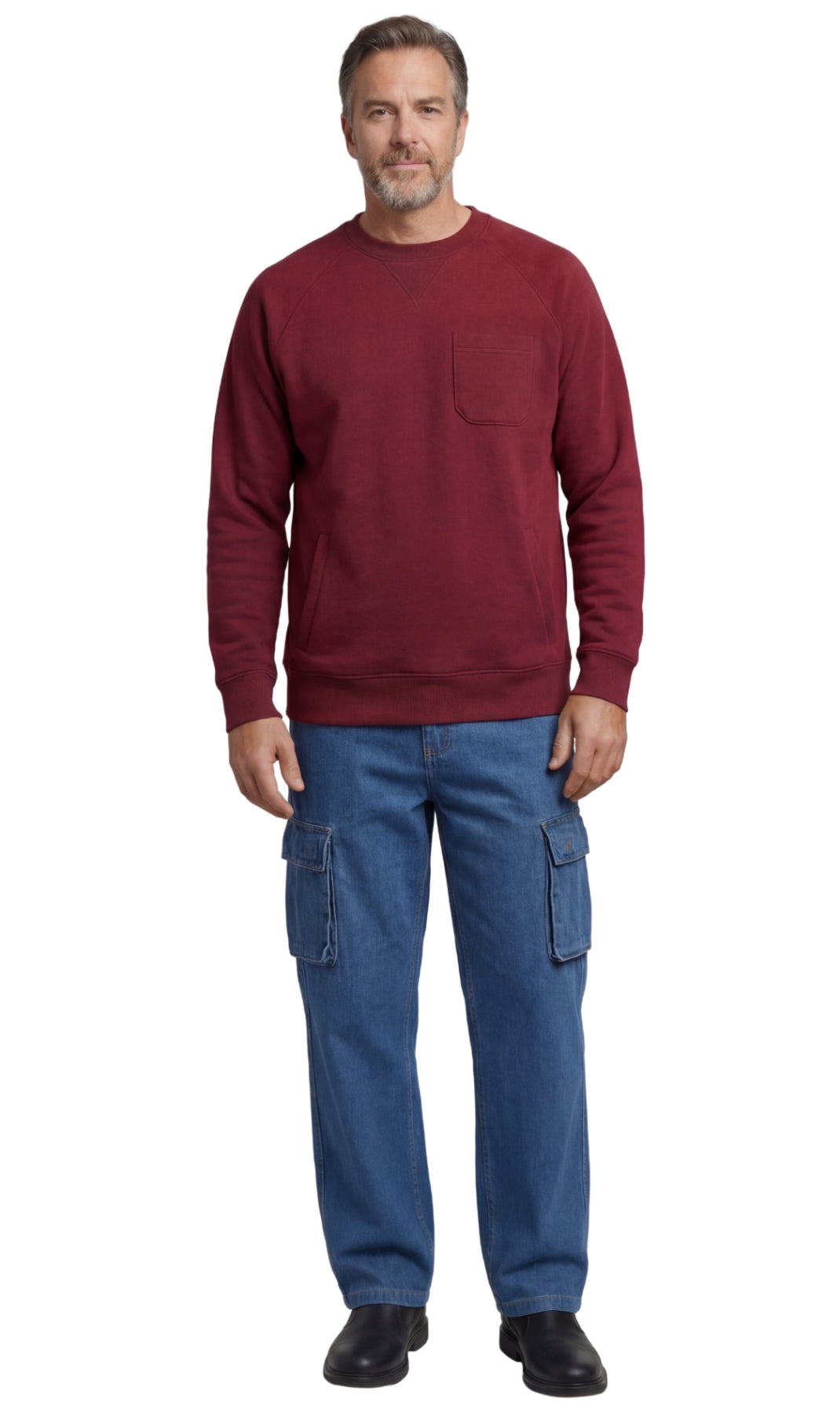 Men's 3-Pocket Fleece Sweatshirt with Raglan Seams