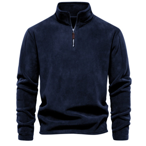 Men’s Fleece Stand-Collar Zipper Casual Winter Pullover Sweatshirt Top