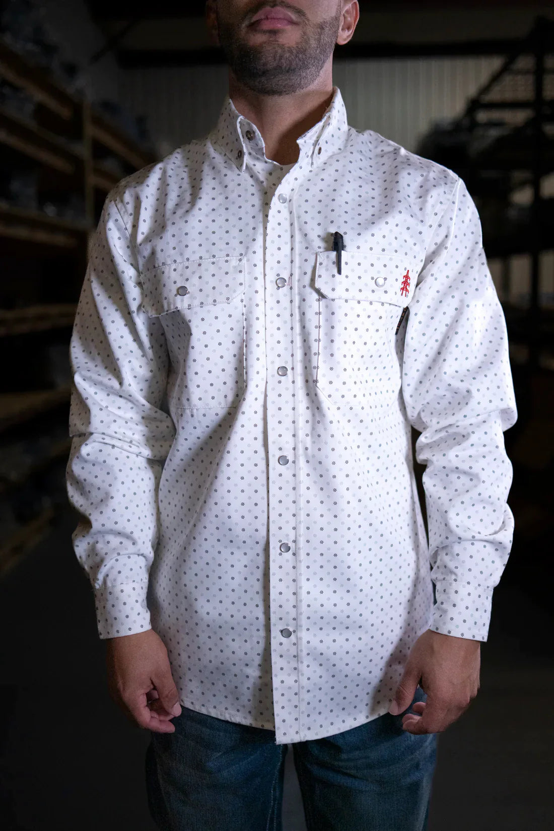 FR Pearl Snap Work Shirt - Phantom White
