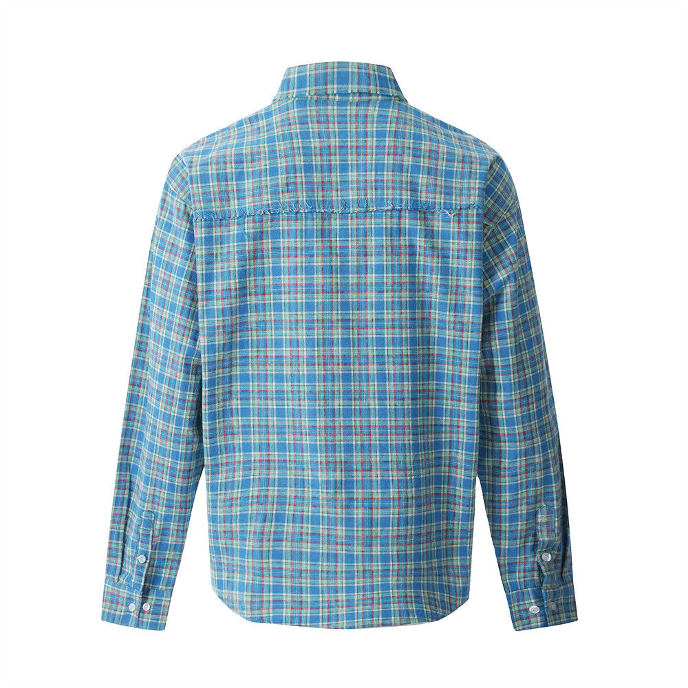 Men’s Plaid Long Sleeve Loose Casual Japanese Style Shirt
