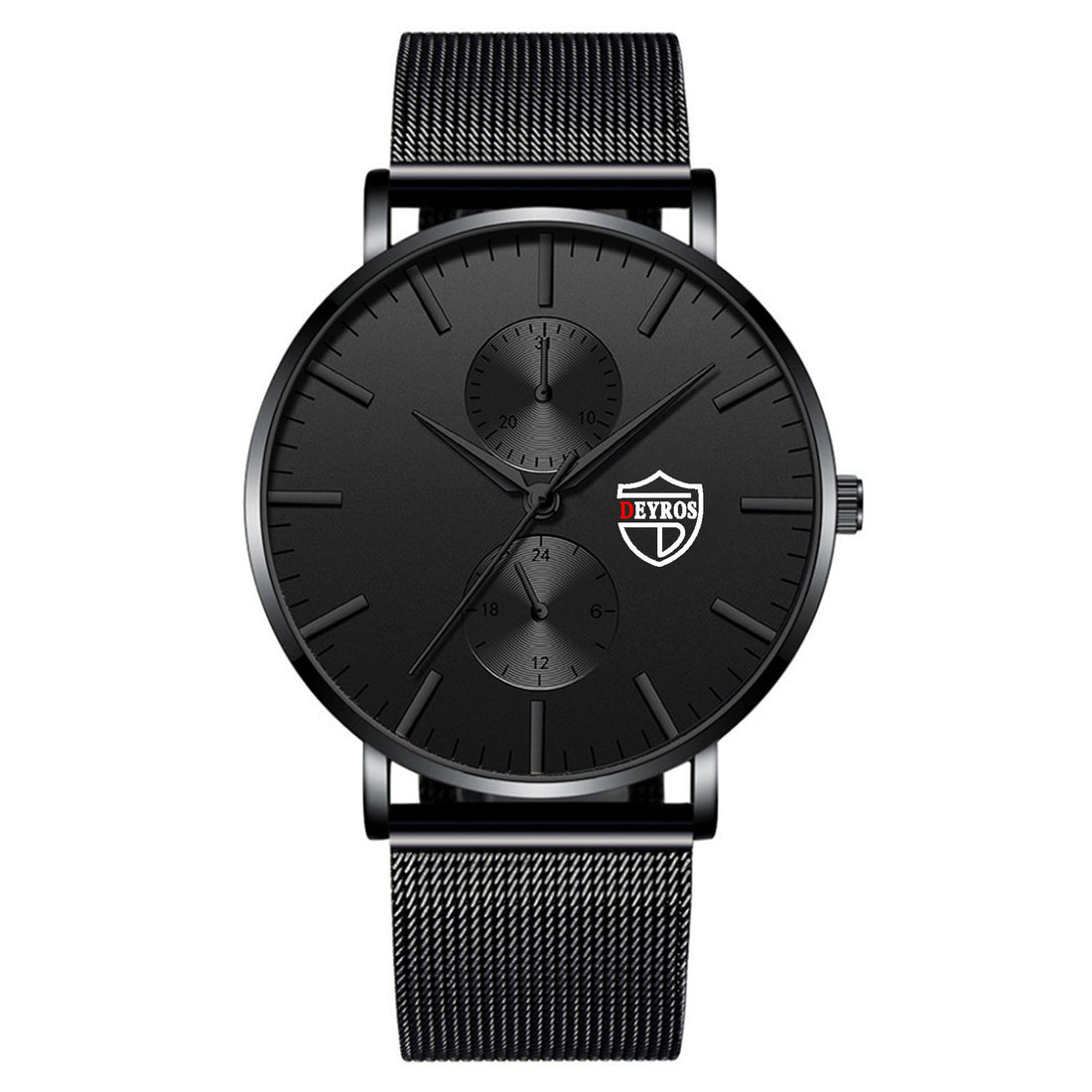 Black 3Bar Watch Men Women'S Watches Ladies Watch With Crystals  Fashion Stainless Steel Band Comfortable Wristwatch