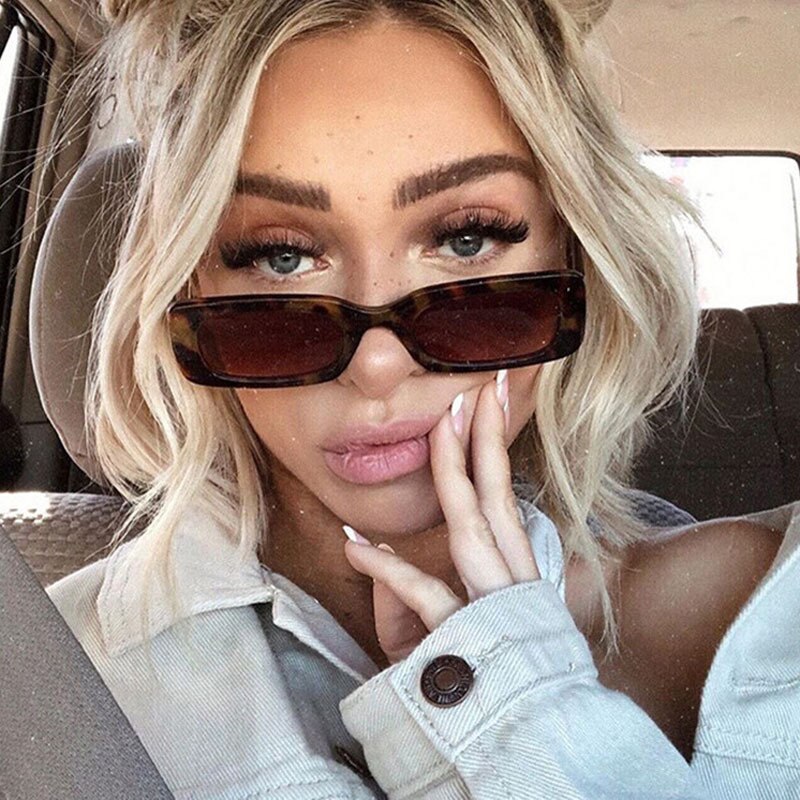 Women’s Small Frame Square Olive Green Trendy Sunglasses Eyewear