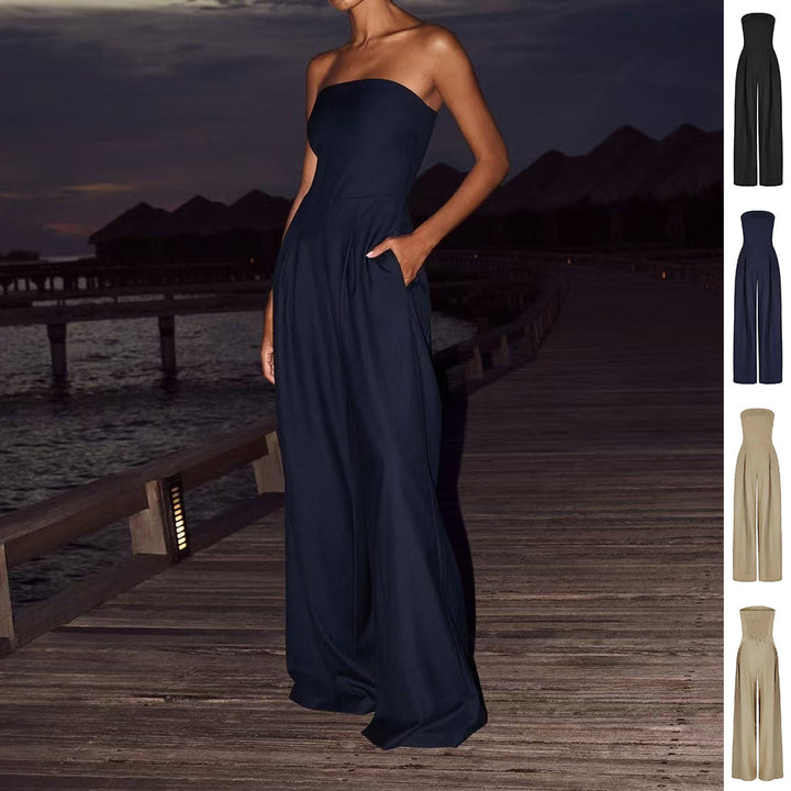 Loose Backless Tube-Top Wide Leg Women’s Casual Jumpsuit Overalls