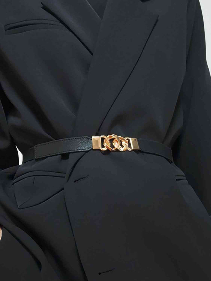 ElegantStyle Zinc Alloy Buckle Stylish Elastic PU Fashion Belt