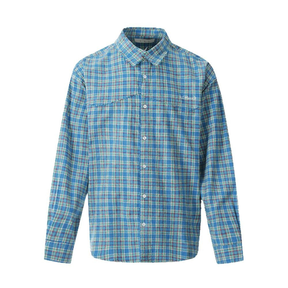 Men’s Plaid Long Sleeve Loose Casual Japanese Style Shirt