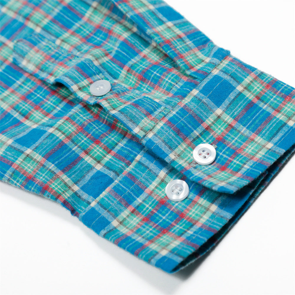 Men’s Plaid Long Sleeve Loose Casual Japanese Style Shirt