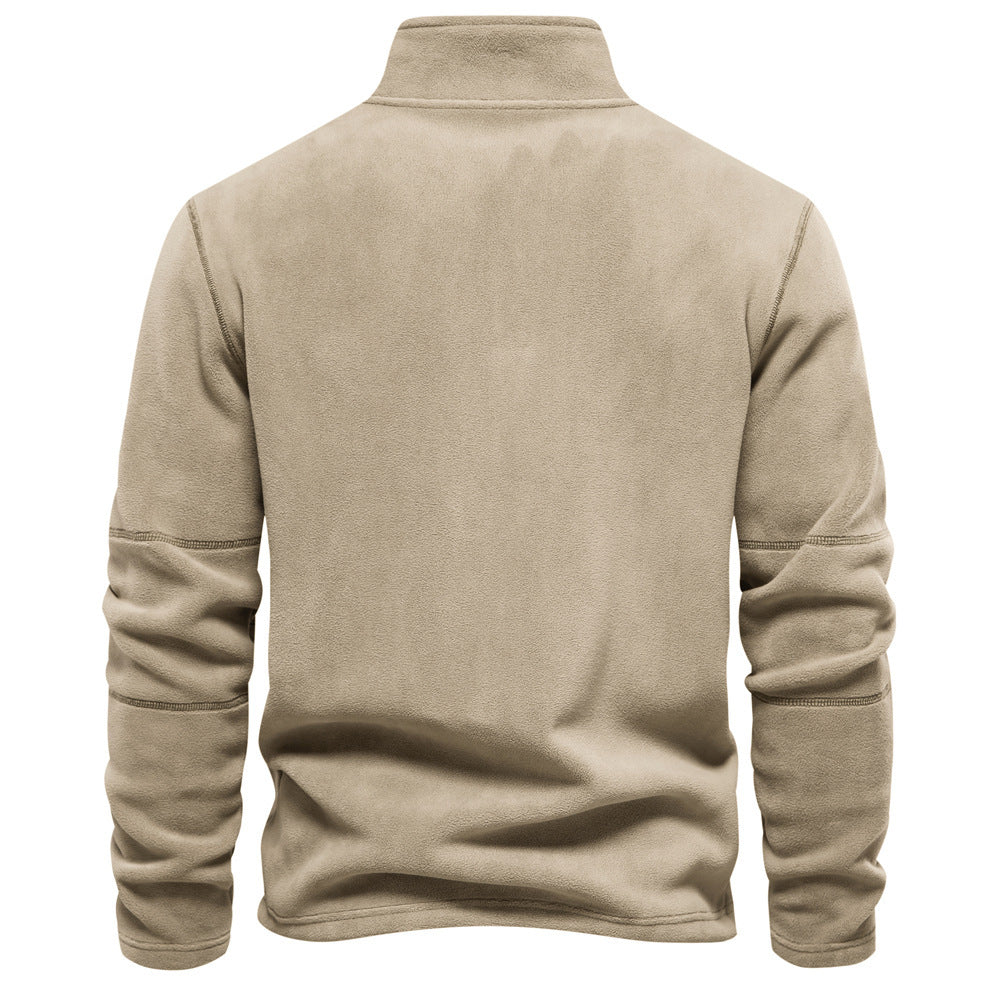 Men’s Fleece Stand-Collar Zipper Casual Winter Pullover Sweatshirt Top