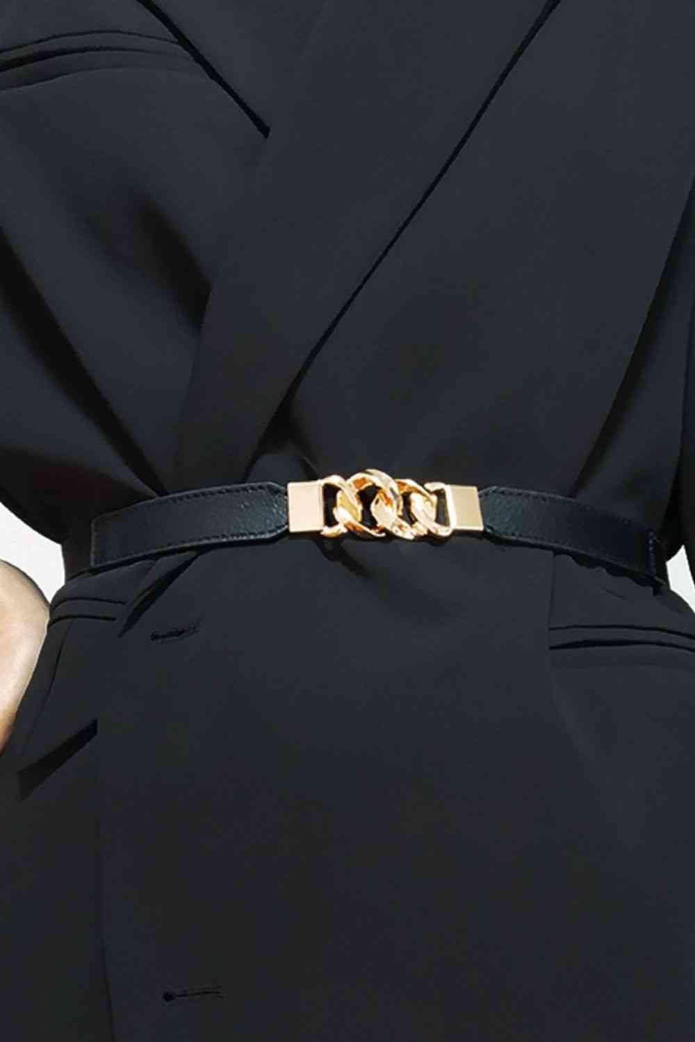 ElegantStyle Zinc Alloy Buckle Stylish Elastic PU Fashion Belt