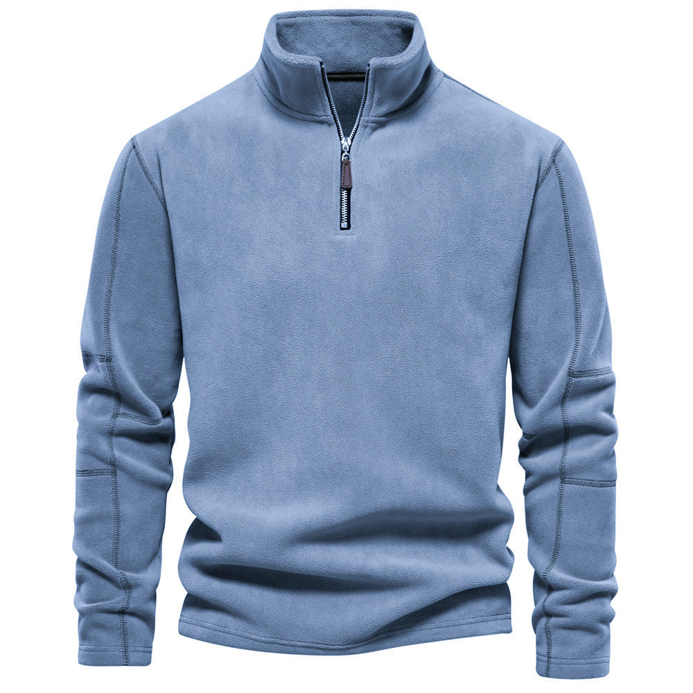 Men’s Fleece Stand-Collar Zipper Casual Winter Pullover Sweatshirt Top