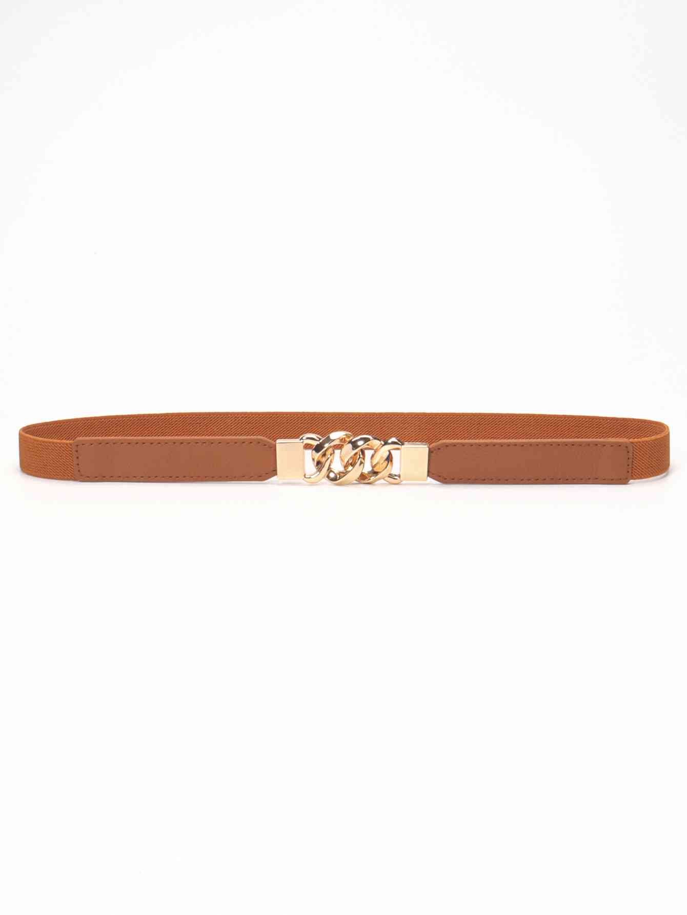 ElegantStyle Zinc Alloy Buckle Stylish Elastic PU Fashion Belt