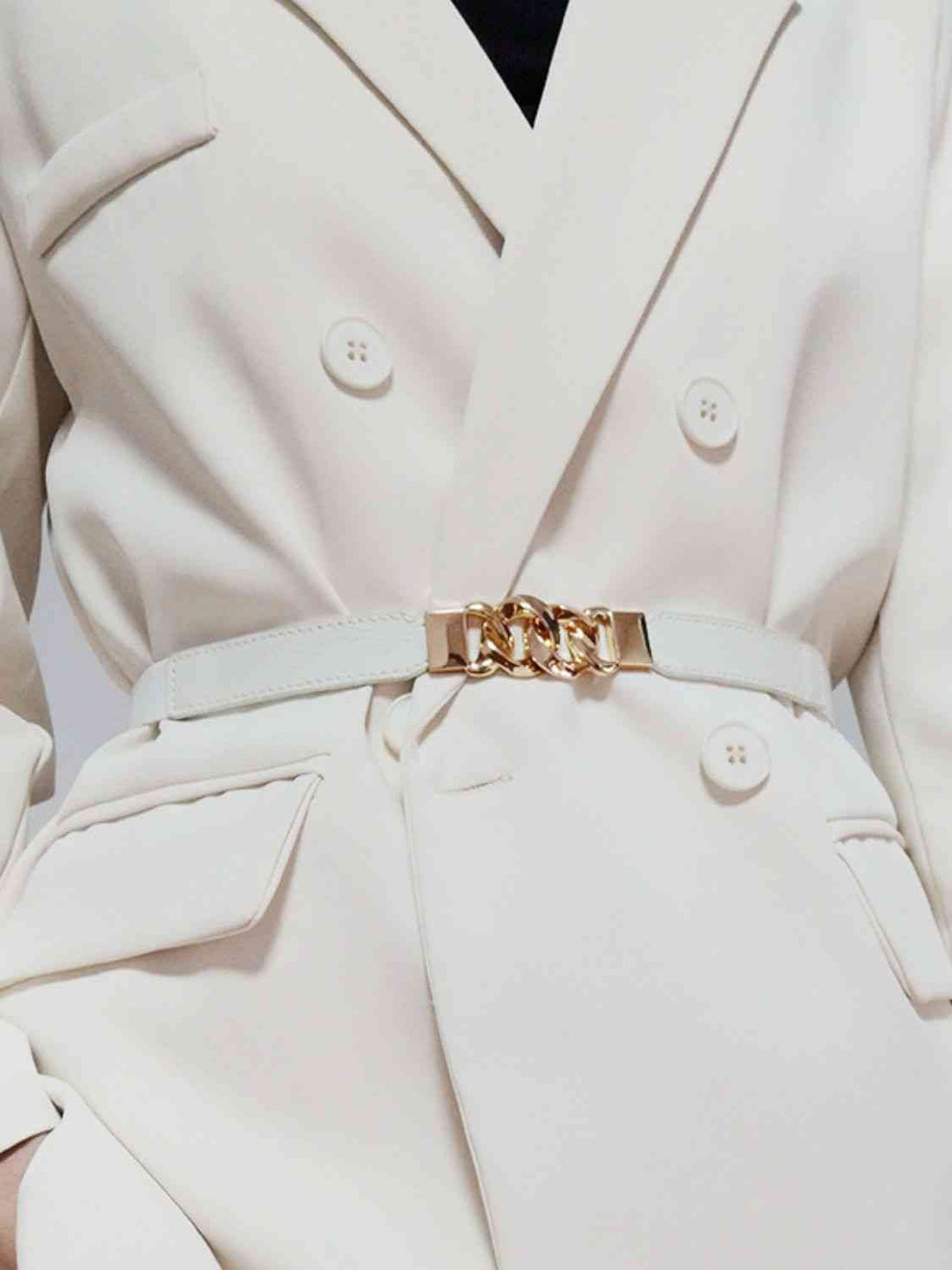 ElegantStyle Zinc Alloy Buckle Stylish Elastic PU Fashion Belt