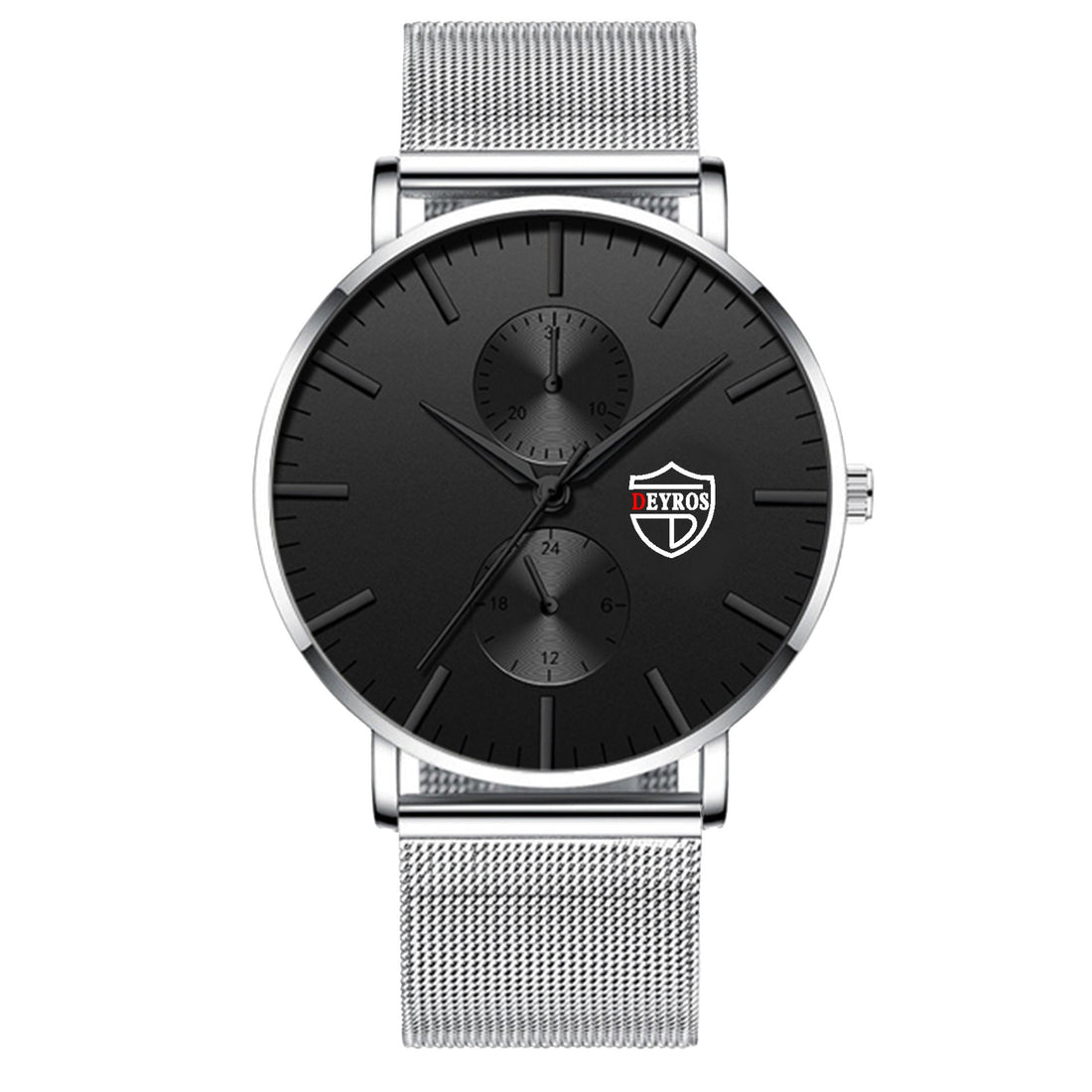 Black 3Bar Watch Men Women'S Watches Ladies Watch With Crystals  Fashion Stainless Steel Band Comfortable Wristwatch