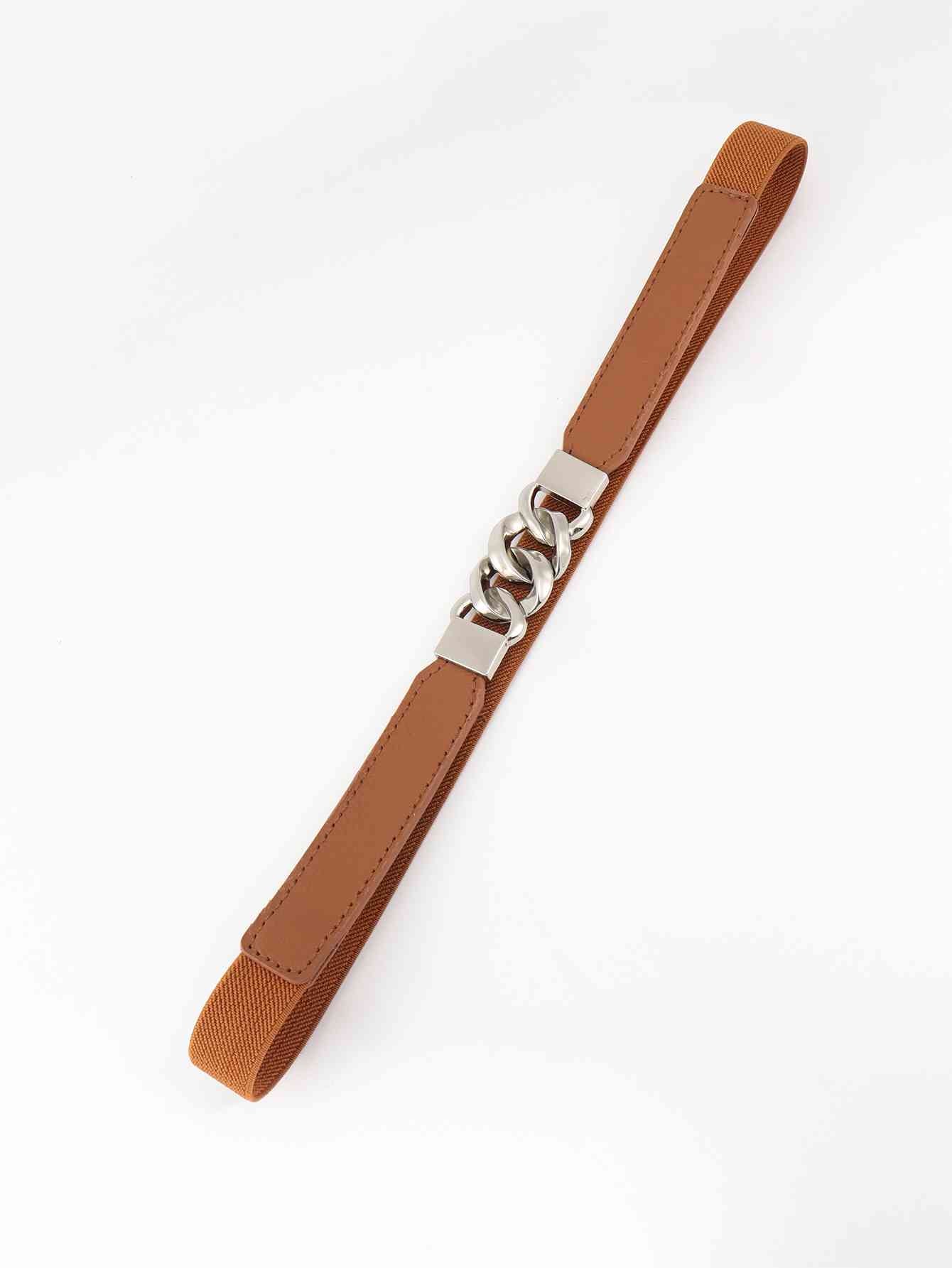 ElegantStyle Zinc Alloy Buckle Stylish Elastic PU Fashion Belt