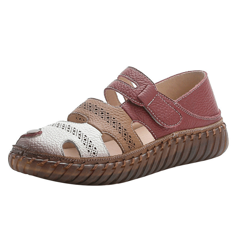 Women’s Genuine Cowhide Soft Sole Non-Slip Flat Sandals Footwear