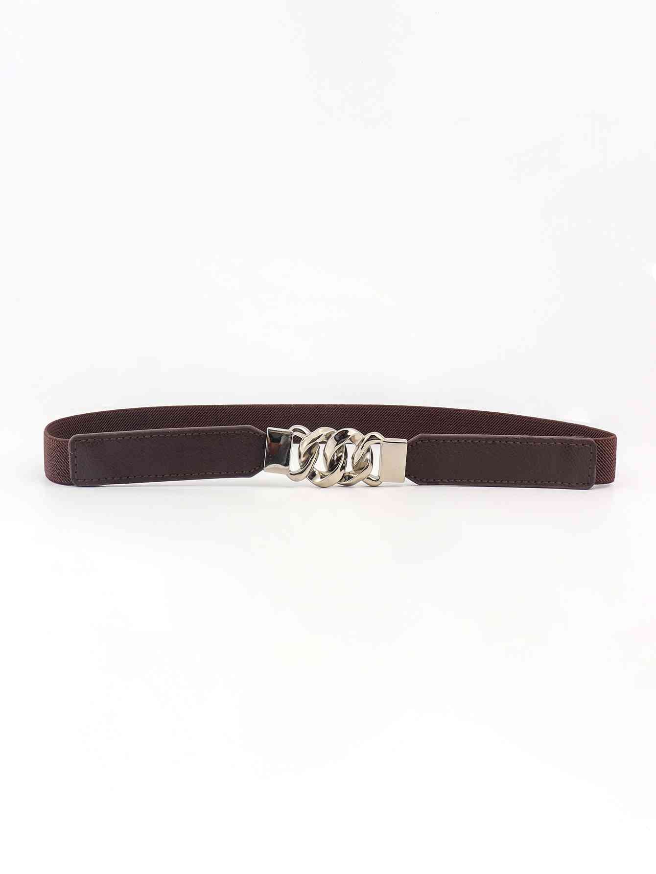 ElegantStyle Zinc Alloy Buckle Stylish Elastic PU Fashion Belt