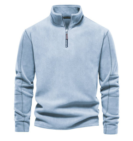 Men’s Fleece Stand-Collar Zipper Casual Winter Pullover Sweatshirt Top