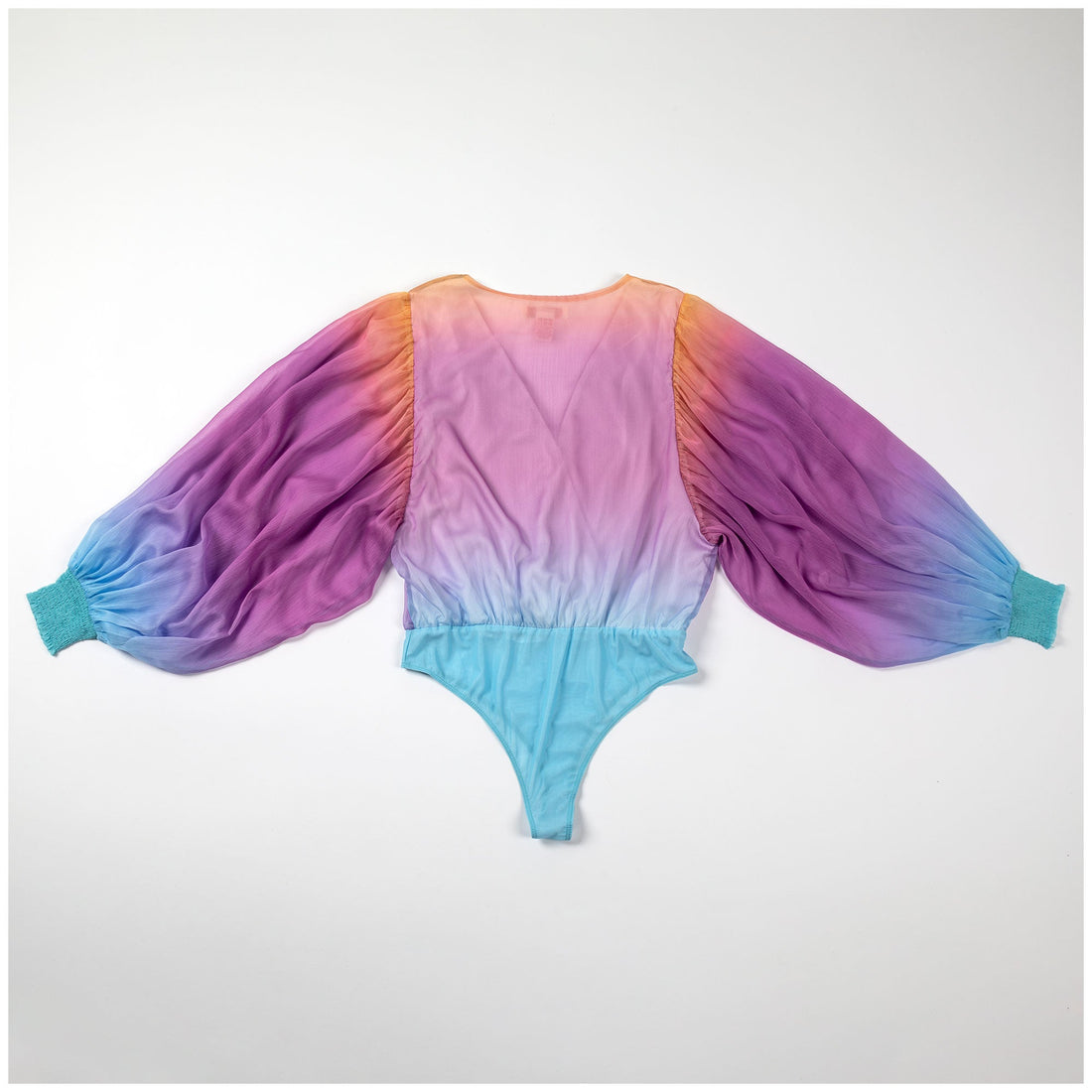 Ombre Plunge Billowy Long Sleeve Bodysuit