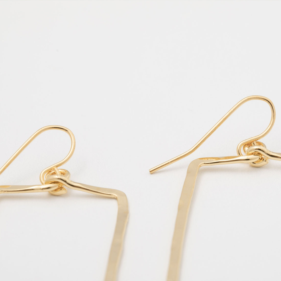 Elegant Golden Hammered Rectangle Earrings