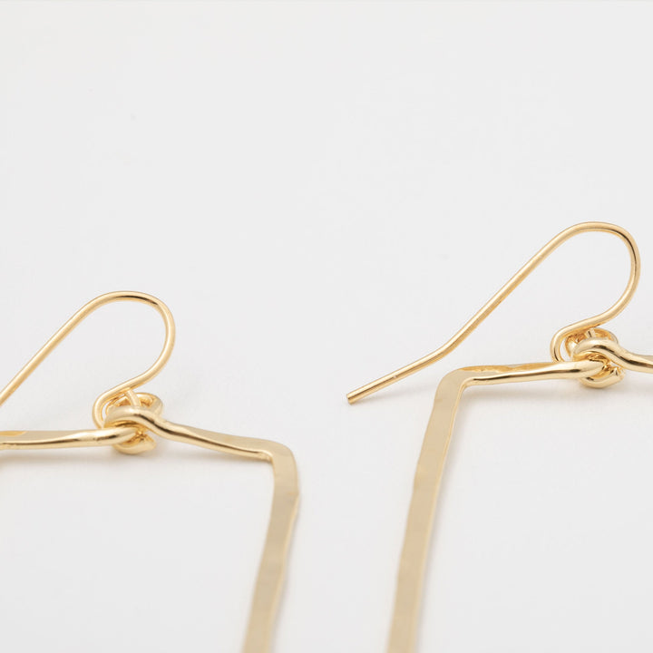 Elegant Golden Hammered Rectangle Earrings