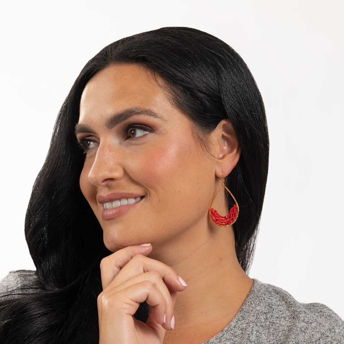 Colorful Golden Hammered Tear Drop Earrings