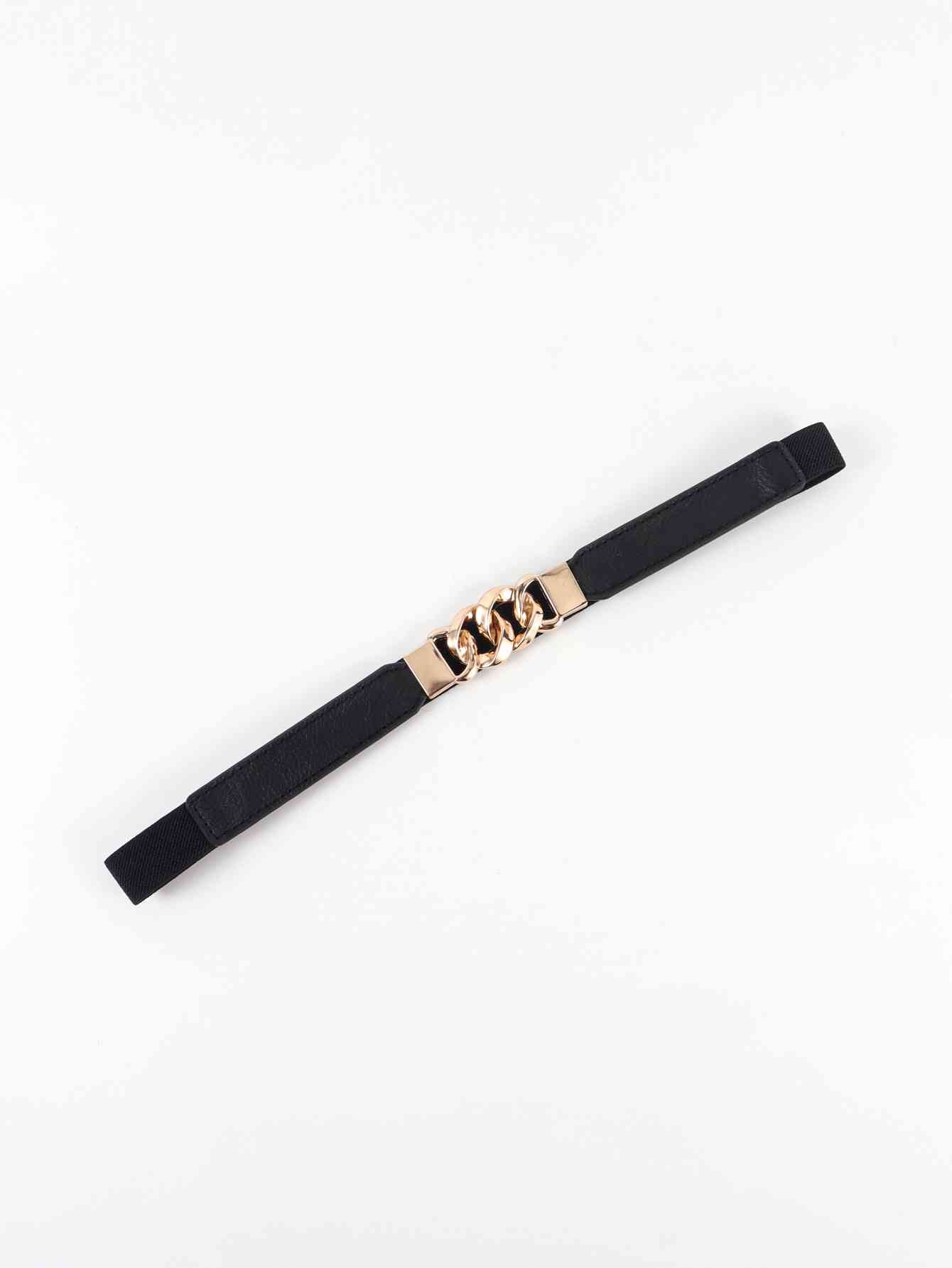 ElegantStyle Zinc Alloy Buckle Stylish Elastic PU Fashion Belt