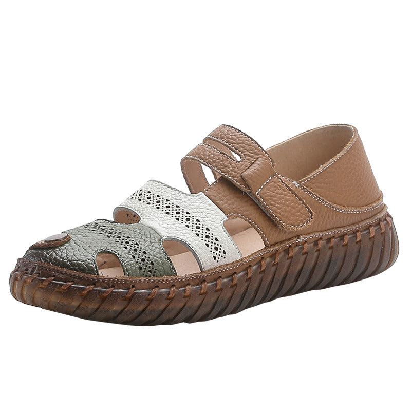 Women’s Genuine Cowhide Soft Sole Non-Slip Flat Sandals Footwear