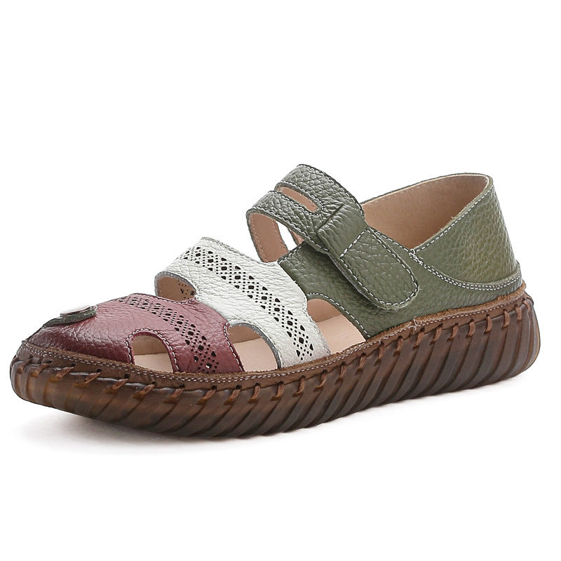 Women’s Genuine Cowhide Soft Sole Non-Slip Flat Sandals Footwear