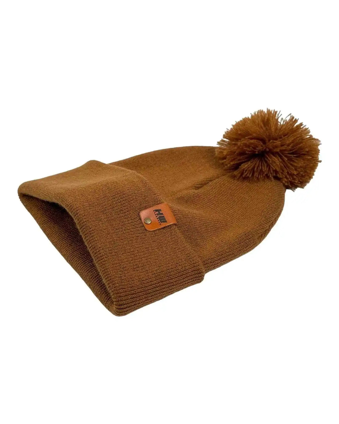 Classic Cuffed Pom Pom Beanie, Camel Brown