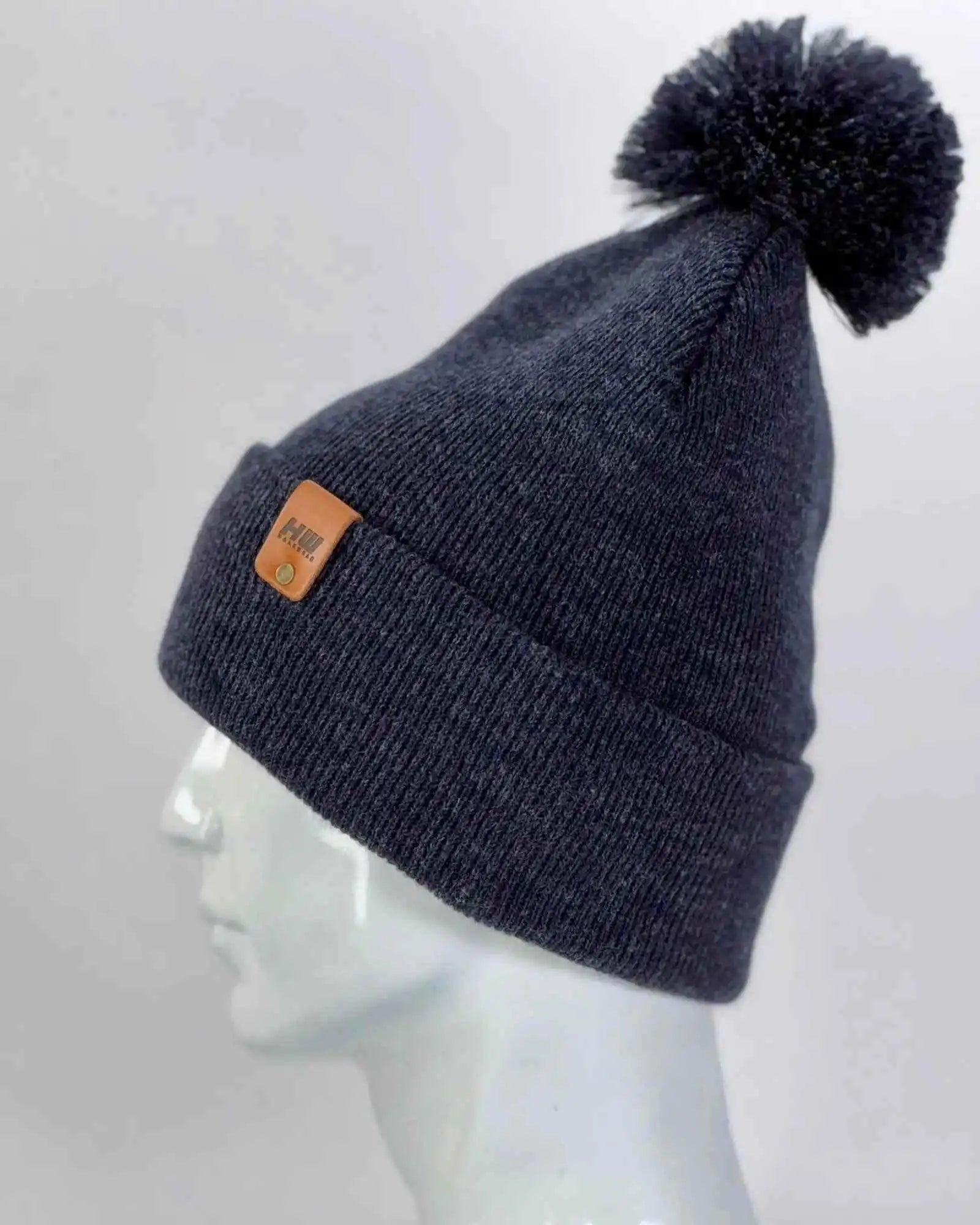 Classic Cuffed Pom Pom Beanie, Denim Blue