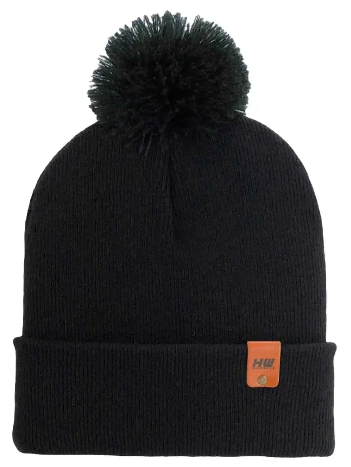 Classic Cuffed Pom Pom Beanie, Midnight Black