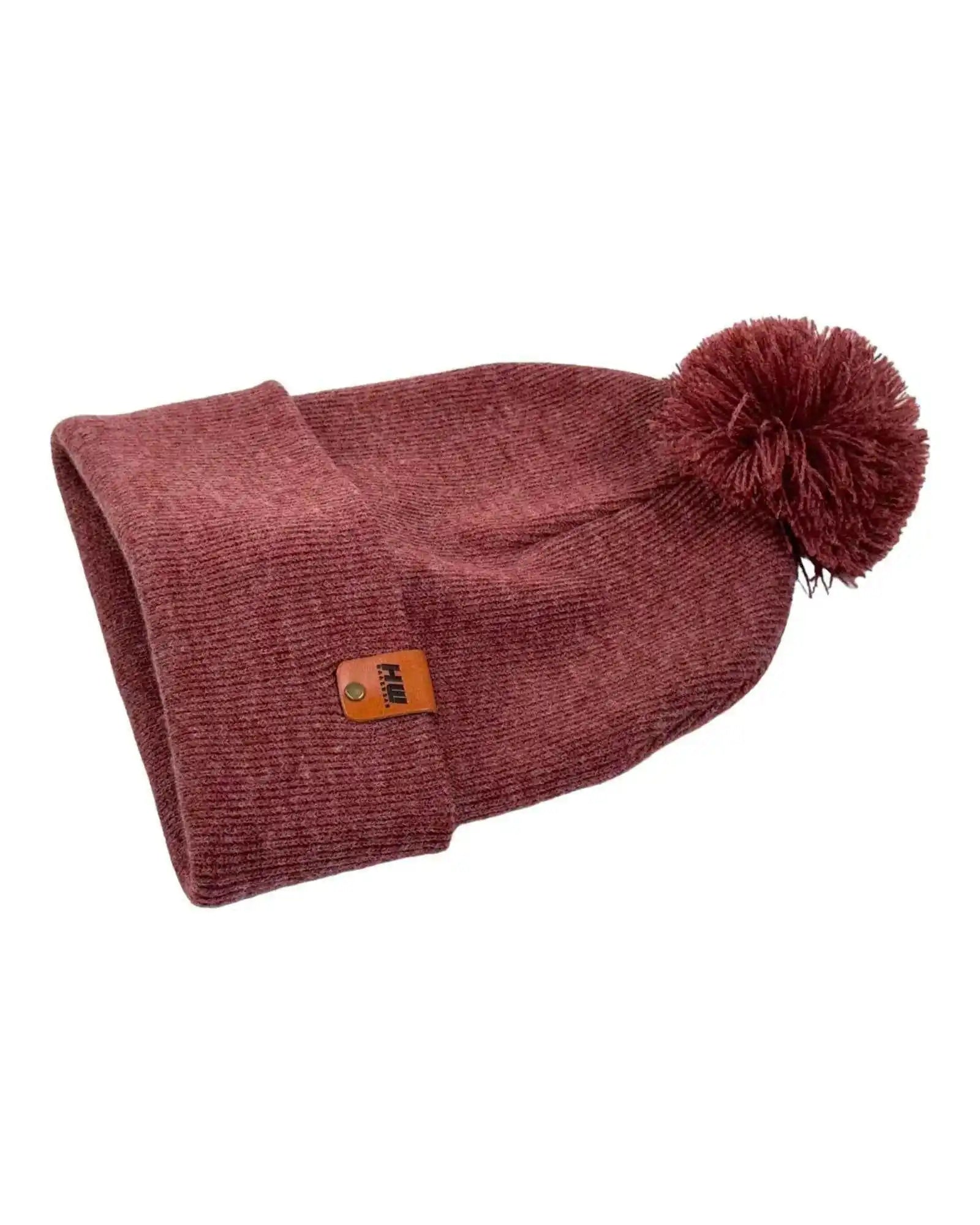 Classic Cuffed Pom Pom Beanie, Rusty Burgundy