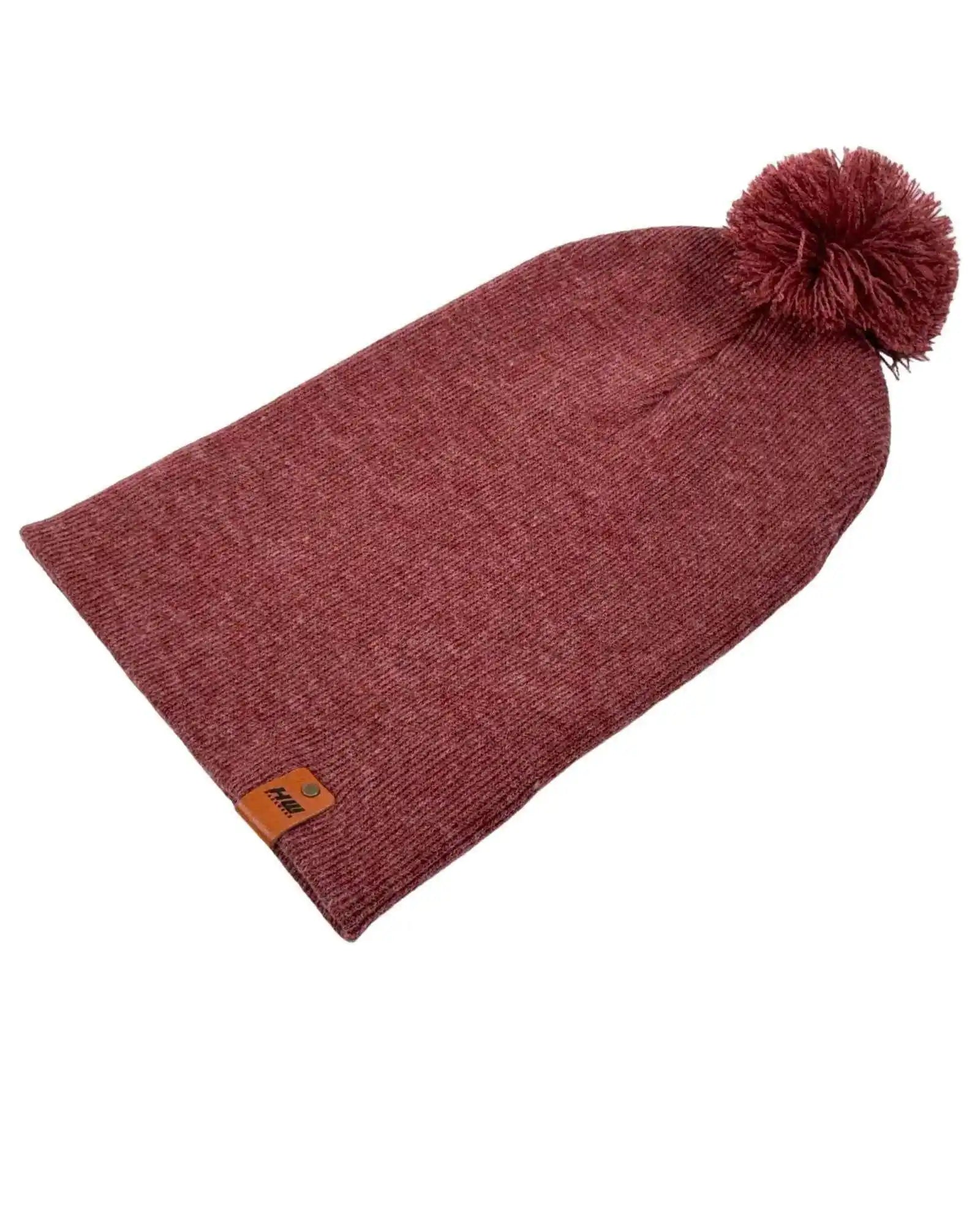 Classic Cuffed Pom Pom Beanie, Rusty Burgundy