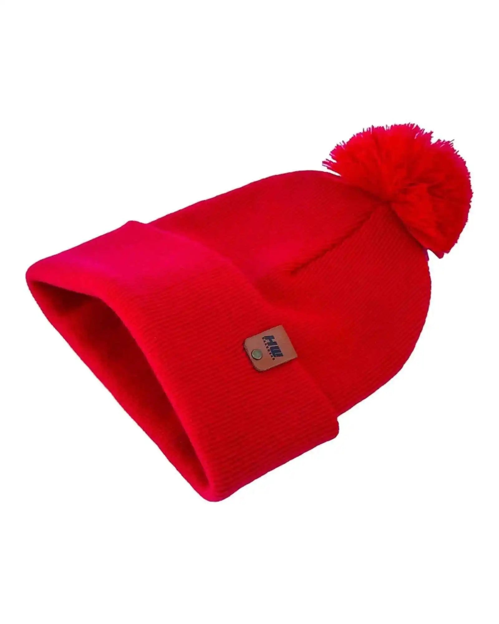 Classic Cuffed Pom Pom Beanie, Scarlet Red