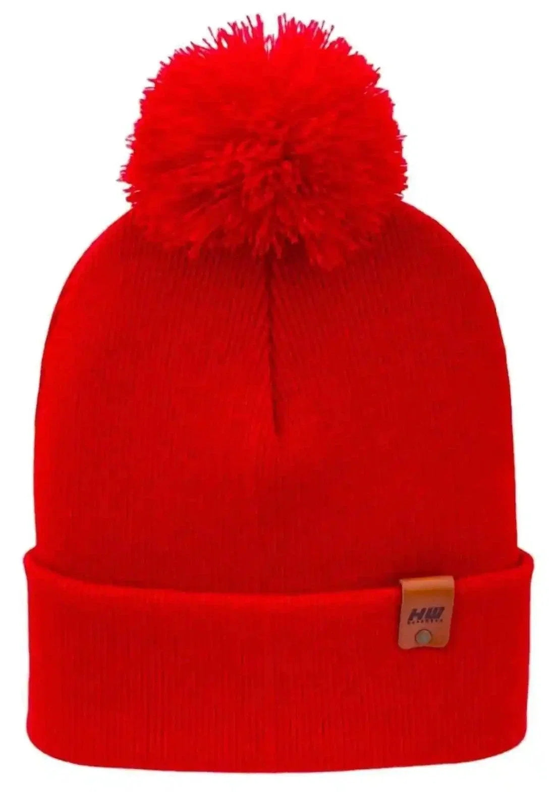Classic Cuffed Pom Pom Beanie, Scarlet Red
