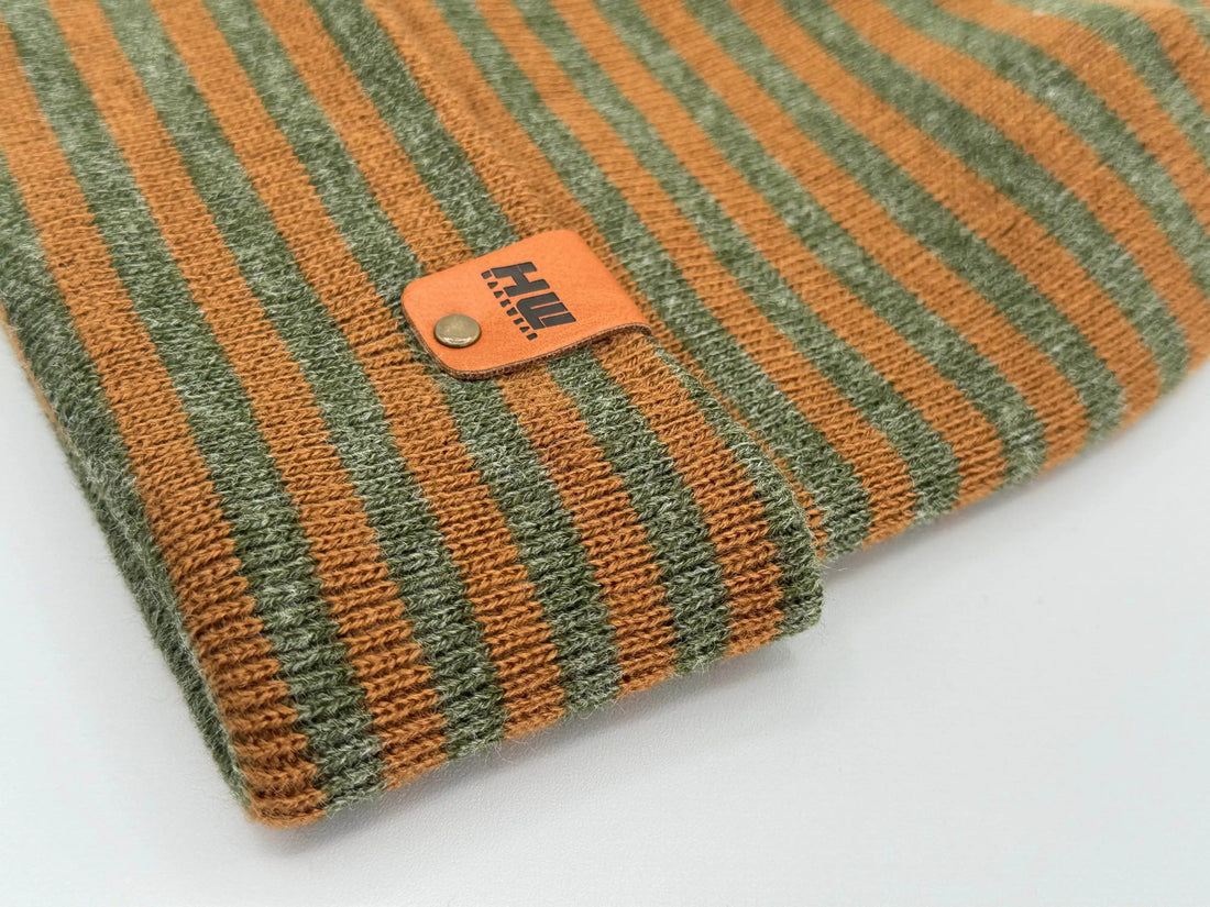 Classic RoRo Cuffed Beanie, Green and Brown