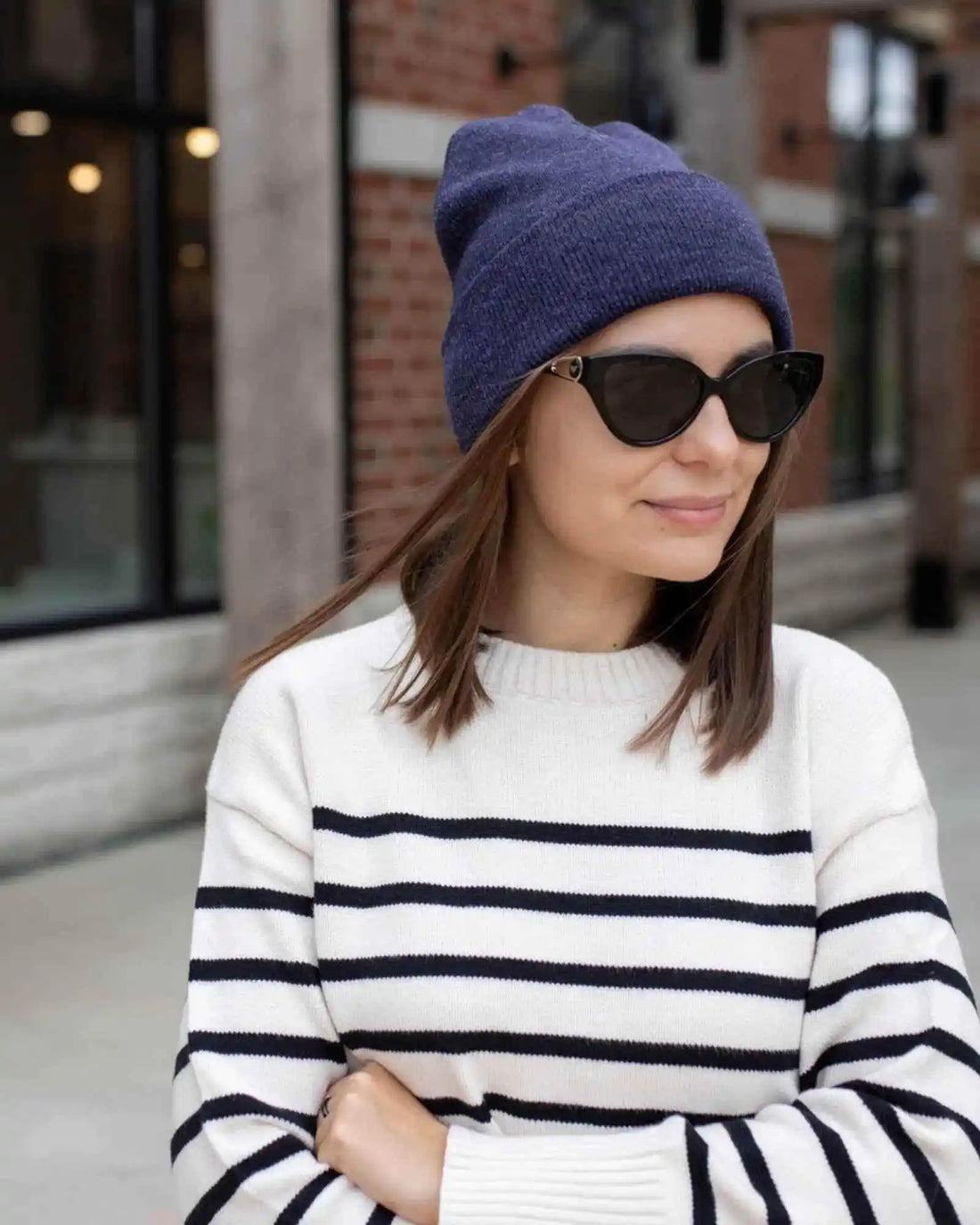 Classic Silent Cuffed Beanie, Denim Blue