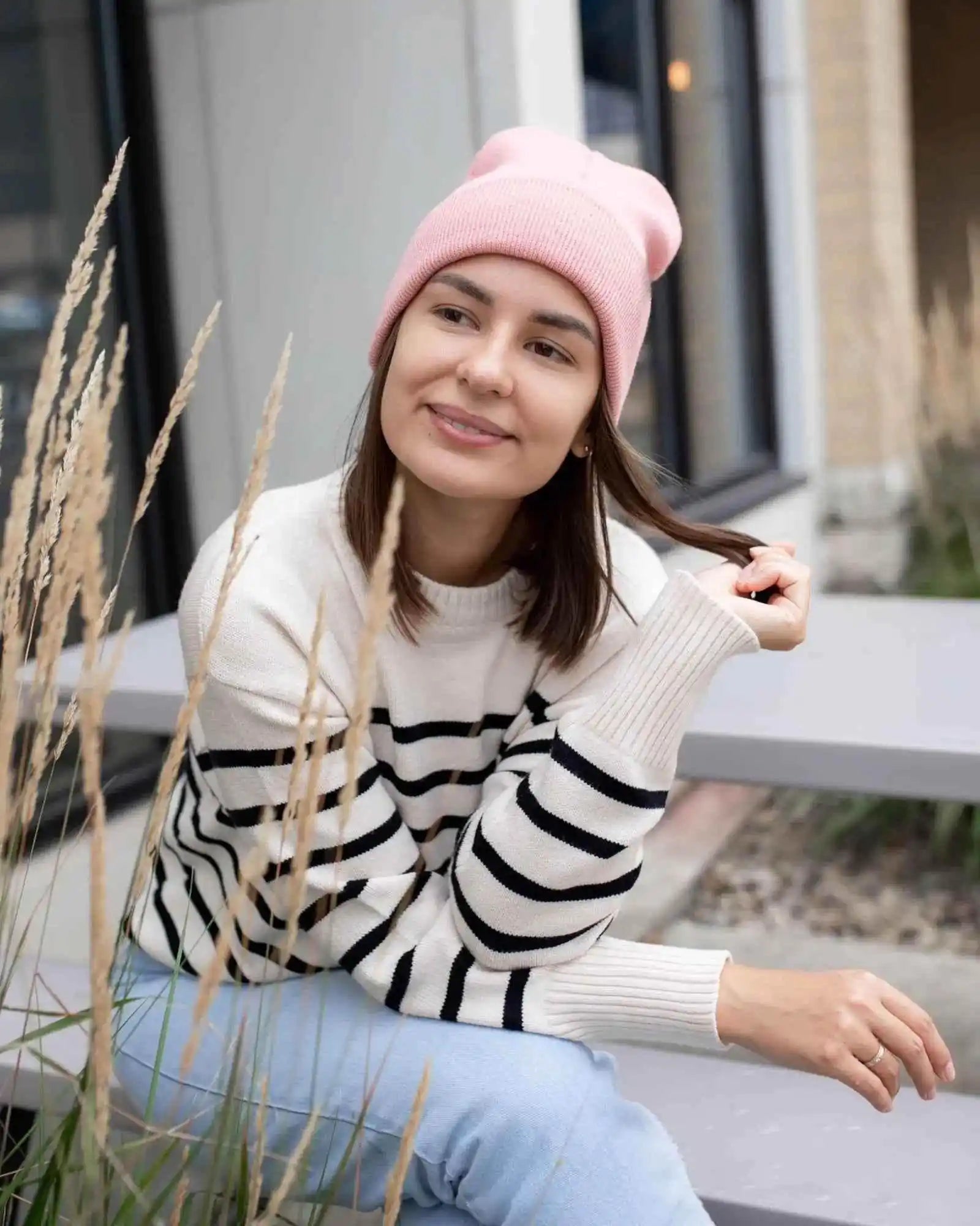 Classic Silent Cuffed Beanie, Pearl Pink