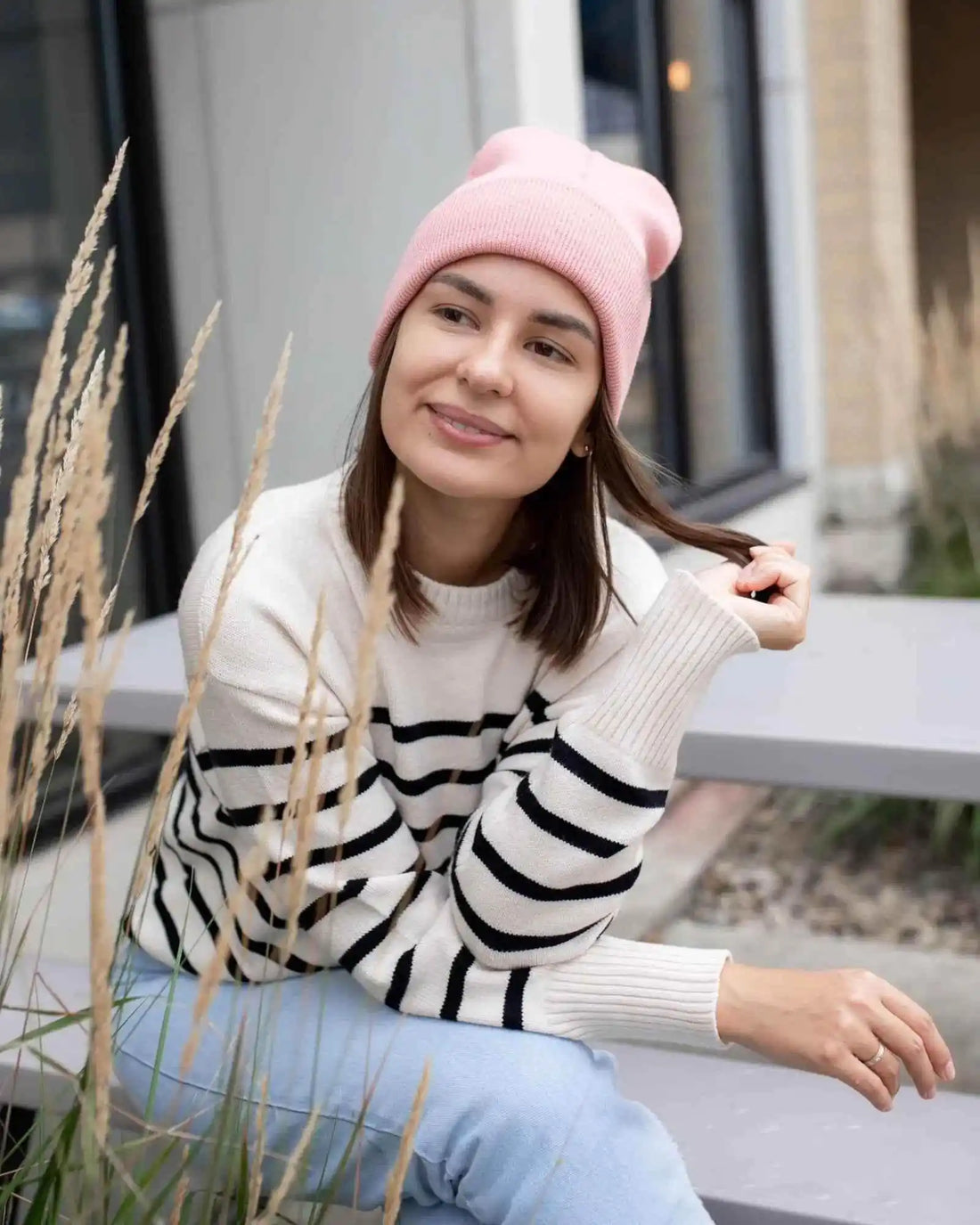 Classic Silent Cuffed Beanie, Pearl Pink